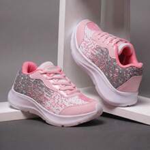 Children's Casual Sneakers With Glitter Details - Ideal For Everyday Wear - 白色粉紅色 - 查看 1