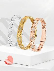 1件女士纯铜四叶草手链，配备3500高斯强磁纯铜磁性手链 - 四葉草 - 查看 1