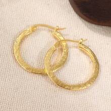 1 Pair Vintage-Style Golden Hoop Earrings, Minimalist Earrings, Elegant Jewelry For Women - Golden - View 3