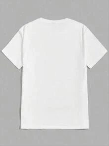 Camiseta de manga corta casual de cuello redondo con estampado de caballero para hombre, ideal para viajes/vacaciones/campamento al aire libre/deportes, combinada con pantalones casuales - Blanco - Ver 5