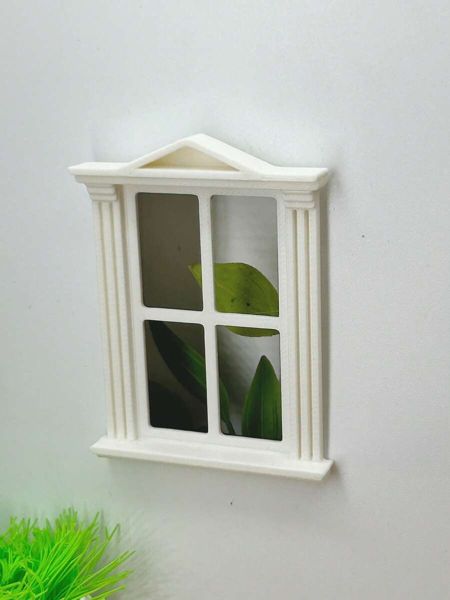 Decoración de ventana en miniatura para microescenas, modelo de ventana en miniatura de estilo europeo, modelo de ventana con techo inclinado, adecuado para decoración de casa de modelo 1:24, ventana con base plana - Ventana pequeña con techo inclinado - Ver 1