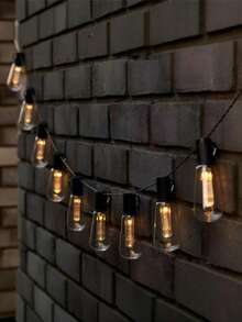 1件 10/20/30 LED 太陽能智能燈，戶外聖誕裝飾燈泡復古節日花環庭院家具串燈，適用於露台、涼亭、門廊、露營 - 木瓜 - 查看 5
