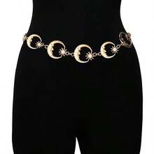 Fashionable Metal Waist Chain Accessory, Sexy Floral Print Body Chain For Dress, Zinc Alloy - Gold - View 1