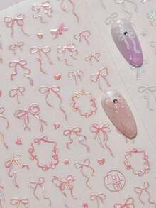1pc 5D Crystal Diamond Nail Sticker, Pink Swan Flower Frame Butterfly Pattern, Self-Adhesive Nail Art Sticker, Cute DIY Decorative Accessory Nails Nail Stickers - 多色-3 - 查看 1