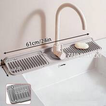 Silicone Faucet Splash Guard, Faucet Water Mat, Extended Silicone Sink Mat, Suitable For Kitchen, Bathroom, Laundry Room, Farmhouse, Bar And RV - Multicolor - View 12