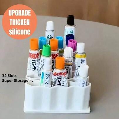 32格药膏收纳盒、药品收纳盒、分格整理架、药膏整理工具、小物件收纳盒、镜柜、浴室柜、桌面抽屉收纳盒、化妆工具、文具、硅胶笔筒