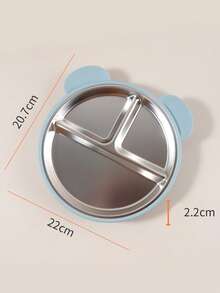 1pc Strong Suction Baby Plate 2-In-1, Detachable 304 Stainless Steel Inner Liner + Heat-Resistant Silicone Outer Shell, Bear-Shaped Non-Slip Toddler Suction Plate - Multicolor - View 3