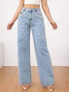 Quần jeans ống đứng Mobula Sound Casual Elegant Cute dành cho nữ, đa năng cho mùa xuân/hè, phù hợp cho các dịp thường nhật, dự tiệc, nghỉ mát, mặc hàng ngày, du lịch, sân bay. - Màu xanh lam - Xem 1