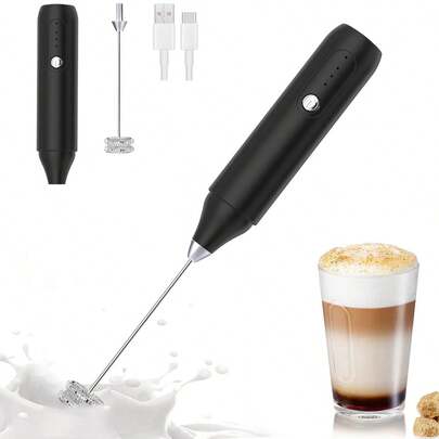 Rechargeable Electric Milk Frother Handheld Milk Foamer, 3-Speed Milk Whisk Mixer For Coffee, Matcha, Cappuccino, Hot Chocolate, Eggs