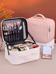 Portable Large Capacity Cosmetic Bag, Multi-Functional Makeup Organizer Bag, Small Handheld Suitcase Makeup Tool Bag - Multicolor - View 2