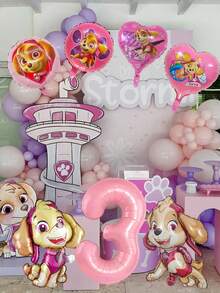 Paw Patrol Skye Themed Pink Aluminum Foil Balloons Set – 1-9 Number Balloons, Heart & Paw Print Balloons, 2 Styles Of Skye Character Balloons – Reusable Mylar Balloons For Birthday Party, Event Decorations, Photo Booth Props – High-Gloss, Party Supplies Ideal For Theme Celebrations & Shop Displays - Skye Balloon - View 11
