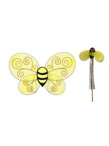1 Set Cute Halloween Bee Costume And Accessories (Including Headpiece And Wings) - Multicolor - View 5