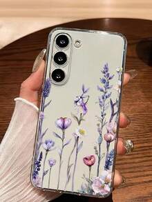 花朵图案时尚亮紫色软壳手机壳，兼容华为荣耀、三星 Galaxy A04e/12/A13/A14/A34/A50/A52/A53/A54/S21/S22/S23/S24/S25/S25 Ultra/S25 FE/S26/S26 Plus/S26 Ultra/S26 Edge、6A/7A/8A、12T/13T/15T/15T Pro - 無色 - 查看 7