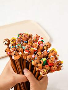 18pcs Capybara Party Favor Gel Ink Pens, Fun Cute Capybara Black Pens For Office, Home, Gift, School Supplies - Capybara Solid Color Pen Barrel Black Ballpoint Pen - View 4