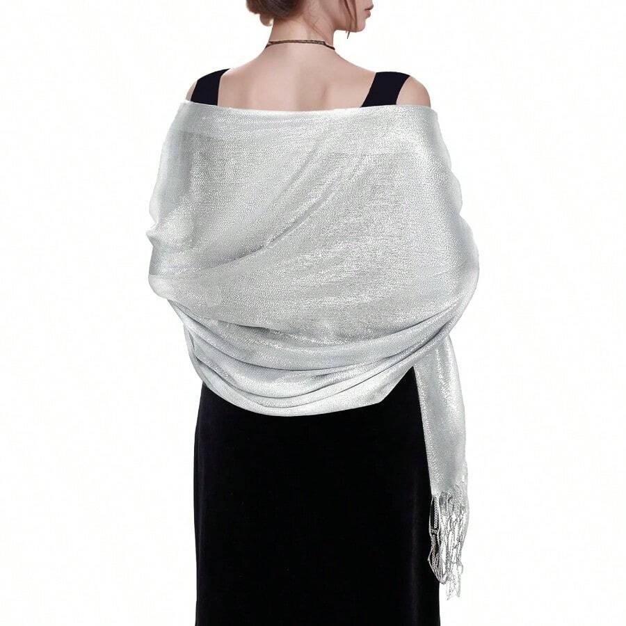Women's Pashmina Shawls Wraps Scarf For Evening Dresses Bridal Bridesmaid Wedding Winter Large Warm Soft Silky Scarves - trắng - Xem 1