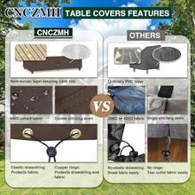 Fundas resistentes para muebles de patio impermeables 600D impermeable para sofá seccional mesa de comedor y silla juego de fundas de 110 pulgadas de largo x 84 pulgadas de ancho x 28 - marrón - Ver 3