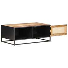 Coffee Table 90x50x35 Cm Rough Mango Wood And Natural Cane - Brown - View 2