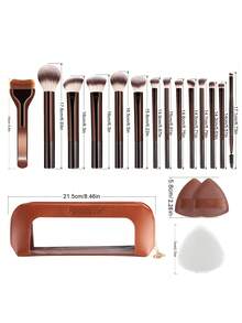 ronshadow 14Pcs Makeup Brushes Set With 2 Puffs & Bag - Soft Synthetic Foundation Powder Eyeshadow Blush Brush Kit - Portable Travel Cosmetic Tools - Multicolor - View 8
