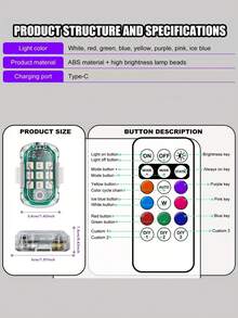 RGB无线9灯LED闪光灯条，带遥控器 - 8种颜色变换模式，USB供电，适用于汽车、卡车、摩托车、无人机、派对和活动 - A - 查看 3