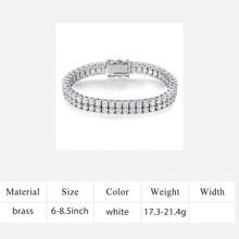 MDFUN Vòng tay tennis, mạ vàng 18K/bạch kim, hai hàng đá Cubic Zirconia tròn 3.0mm, vòng tay phong cách hip hop đính đá lấp lánh. - bạch kim - Xem 16