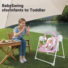 Folds Slim Smart Baby Swing – Ultra-Compact, Travel-Friendly & Adaptive Soothing Station | Perfect Baby Shower Gift - Pink - View 7