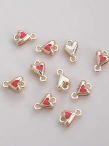 10/20/50/100pcs Alloy Round & Square Clover Enamel Double-Layer Double-Pendant Bracelet Necklace Earring DIY Jewelry Accessories - Heart-shaped - View 19
