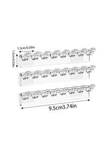 3pcs Wall Mounted Necklace Holder Rack With 8 Hooks, Jewelry Organizer For Necklaces, Bracelets, Rings - Clear - View 3