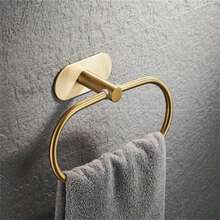 Anillo para toallas de acero inoxidable, estante para toallas, barra para toallas montada en la pared, almacenamiento de toallas de baño, soporte para toallas - Dorado - Ver 12