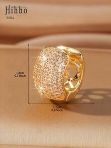 Hihho 1pc High-End Fully Hoop Earrings, Commute & Date Atmosphere Jewelry, Ideal Gift For Partner To Convey "Radiance And Confidence" - Earrings - View 4