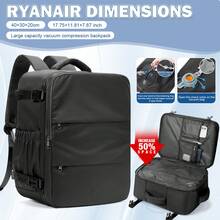 大容量真空压缩旅行背包，配备手动气泵，可扩展登机箱背包，增加50%的装载空间，防水商务背包，男女皆宜 - 彩色 - 查看 5