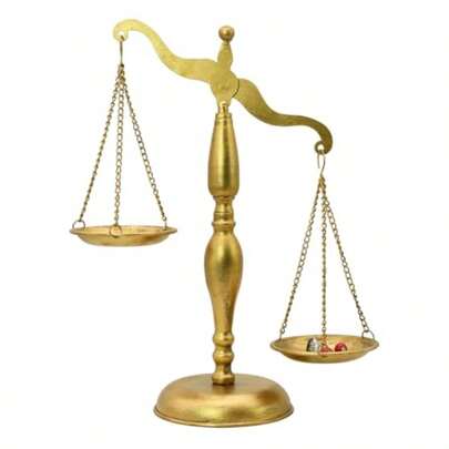 Vintage Gold Justice Scale Jewelry Tower Stand  Decorative Balance Scales For Home Decor And Gifts 14.2" Tall Symbol Of Law Integrity And Wisdom
