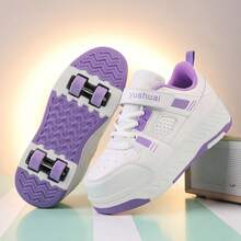 男士四轮滑鞋，可拆卸轮子，适合步行、学生和成人穿着的四轮滑冰鞋 - 白紫 - 查看 15