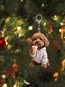 2d Flat, 1pc Cute Brown Teddy Dog Drinking Milk Tea Pattern Keychain,Novel Acrylic Design Keyring Decoration,Compatible With Backpacks, Keys, Wallets - Cute Style Keyring,Perfect For Bags & Car Keys, Perfect For Car Keys, Backpacks & Bags , Bag Pendant, No Batteries Needed, Valentine's, Functional Vehicle Accessory, Women's Wallets And Mobile Phone Accessories, Giving To Friends,Partyaccessories,Souvenirs - Multicolor - View 9