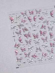 1pc 5D Nail Art Stickers Fragment Colourful Shell Light Butterfly High Quality Nail Stickers Spring Nail Art Decal Design Manicure Nails Nail Supplies - 多色-2 - 查看 5
