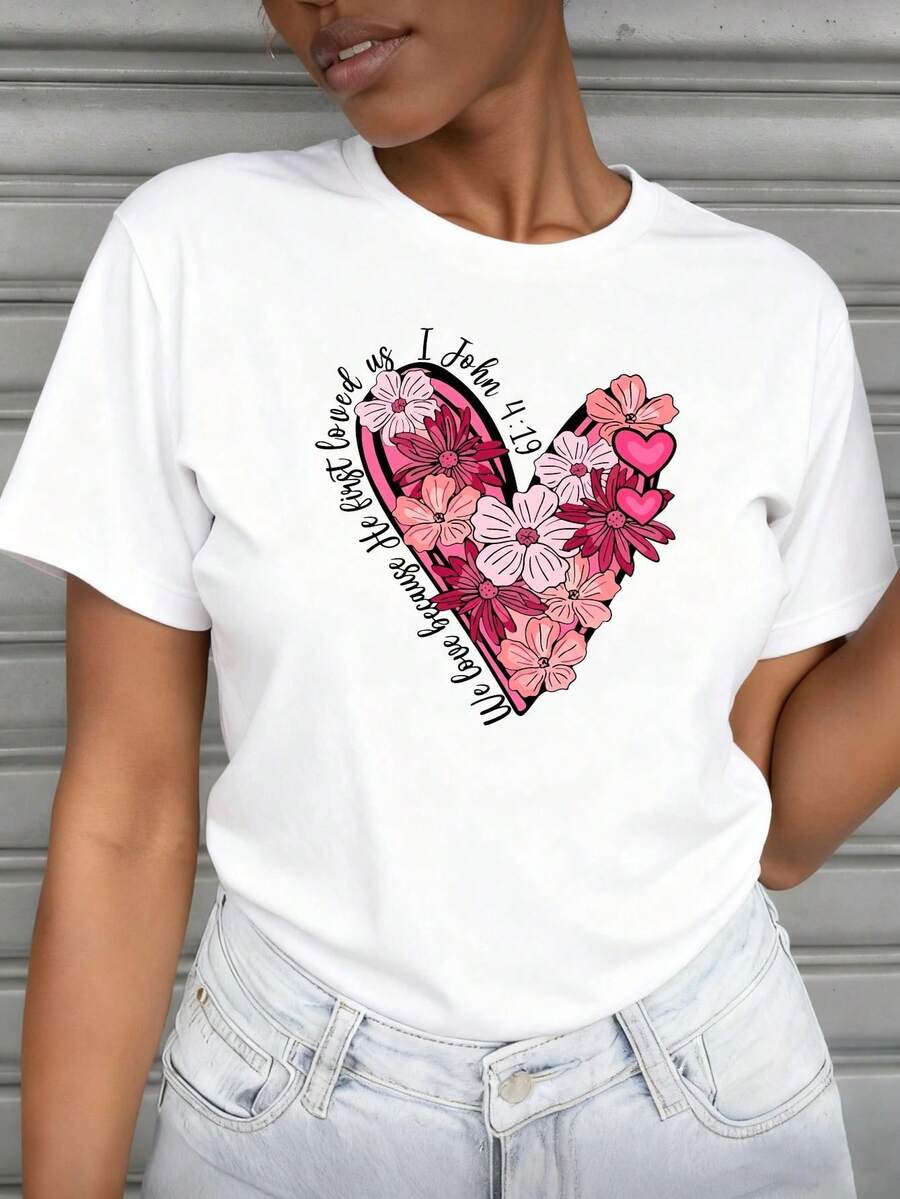A women's short-sleeved T-shirt, made of comfortable and breathable fabric, suitable for everyday outings, outdoor activities, work, and school. Machine washable, do not dry clean. - Blanco - Ver 1