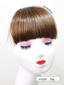 儿童夹式刘海假发 - 耐热合成纤维，加厚设计，发量丰盈，佩戴方便，适合日常、节日、派对等场合。（黑色/深棕色/浅棕色） - 彩色 - 查看 4