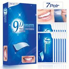 7 tiras blanqueadoras de dientes 9D, limpieza profunda, aliento fresco, sabor a menta, cuidado oral diario - 7 pares de 14 piezas - Ver 10