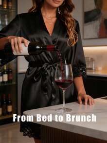 Soft Nightgown With Lace Trim Silky Smooth Night Robe For Women Sexy Elegant V Neck Breathable Pajama Dress For Bed To Brunch Beach School Dorm Cruise Wedding Valentines Sleep Dress Travel Essensial Perfect For Every Journey - Nhiều màu - Xem 4