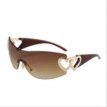 1 paire de lunettes de soleil mode femme multicolores en forme de cœur Y2K, grand cadre, lunettes de soleil chic et sportives, lunettes de soleil mode, style bohème, convient pour les fêtes, les sorties, les accessoires de plage d'été, les cadeaux de la Saint-Valentin, les fêtes et autres occasions - J'adore les jambes de thé progressivement des tranches de thé - Voir 9