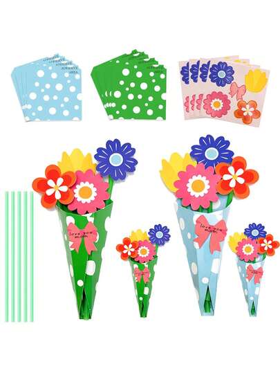 78/38pcs Mother's Day DIY Paper Flower Bouquet Set; Mother's Day Surprise Party Bouquet, Mother's Day Party Favor, Mother's Day Heartfelt Paper Flower Gift, Mother's Day Celebration Prop, Mother's Day Home Decor, Mother's Day Card With Paper Flower Bouquet, Mother's Day Photo Booth Prop