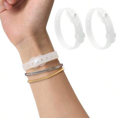 2pcs Ergonomic Silicone Massage Bracelet, Soft Adjustable Length, Portable For Air Travel, Cruise And Car