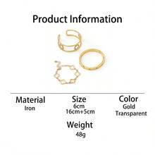 3件套奢华百搭经典优雅镂空四叶草和五叶草金色闪亮手链套装（女士款） - 金黃色 - 查看 6
