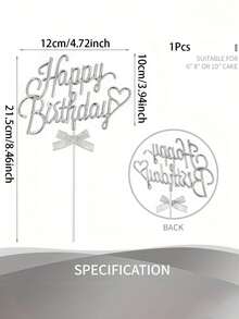 3D Shiny Birthday Cake Topper, Double-Sided Decorative Sign For Cake Decoration, Perfect For Enhancing Birthday Cake Display, Also Can Be Used As Photo Booth Prop - Multicolor - View 5