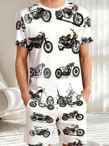 Ensemble pyjama homme d'été - Chemise imprimée à manches courtes douce et confortable assortie à un short, convient pour la maison ou une tenue décontractée, vêtement de nuit à manches courtes. - Couleurs mélangées - Voir 7