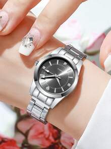 Alloy Strap Calendar Men's Watch, Single Watch Without Box, Suitable For Sports, Business, Casual Wear, Successful Individuals - Silver - View 2
