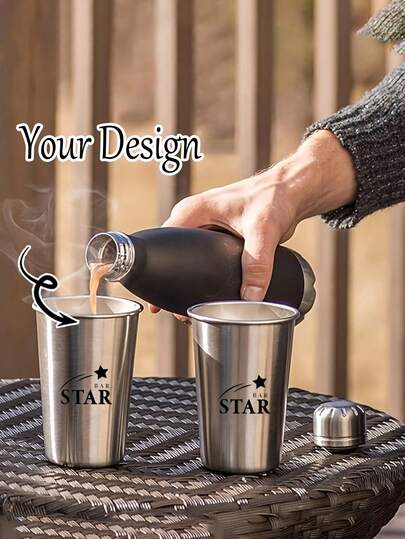Customized Stainless Steel Outdoor Mug With Personalized Engraving And Logo, Travel Cup, Portable 304 Stainless Steel Cup Suitable For Restaurants, Outdoor Sports And Gatherings, Creative Stainless Steel Cold Drink/Coffee/Beer Cup, Mother's Day/Birthday Cup, Reusable, Decorative, Easy To Clean