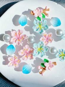 18件套时尚百搭优雅花朵鞋饰，装饰纽扣，鞋夹DIY配件，适用于女士凉鞋、拖鞋、沙滩包，是节日和生日派对的绝佳礼物。 - 彩色 - 查看 3