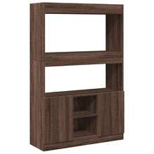Highboard Brown Oak 92x33x140 Cm Engineered Wood - Brown - View 2