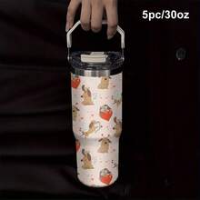 1pc/5pcs 30oz Stainless Steel Cupwith Cupid Dog Design, Suitable For National Pet Day, Mother's Day, Valentine's Day, Theme Parties, Birthdays And Other Holidays. This Cup Features A Cupid Dog Pattern, Providing Both Thermal Insulation And Fashionable Practicality To Easily Meet Your Daily Hydration Needs. - Multicolor - View 2