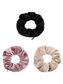 1/2/3/5/7/9/10pcs Silk Material Hair Ties With Hidden Pocket, Multi-Functional Hair Accessory Storage Bag, Portable Coin Purse, Beach Bag, Back To School Essential, Non-Waterproof Travel Supplies, Back To School Season Study Supplies, Holiday Camping Essential, Vacation Accessory, Mini Summer Style, Suitable For Women And Girls, Velvet Headband, Hidden Pocket Headband, Suitable For Storing Keys, Dollars, Lipstick And Other Small Items. - Multicolor - View 31